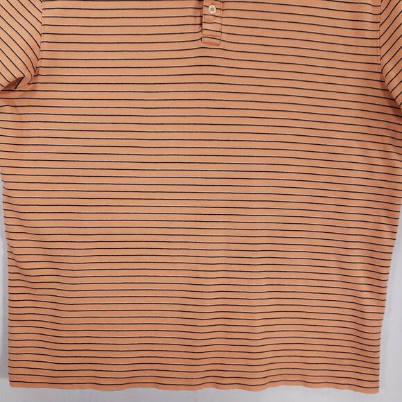 IZOD Polo Mens Extra Large Peach Navy Striped Short Sleeve Casual Preppy Shirt - Picture 4 of 11